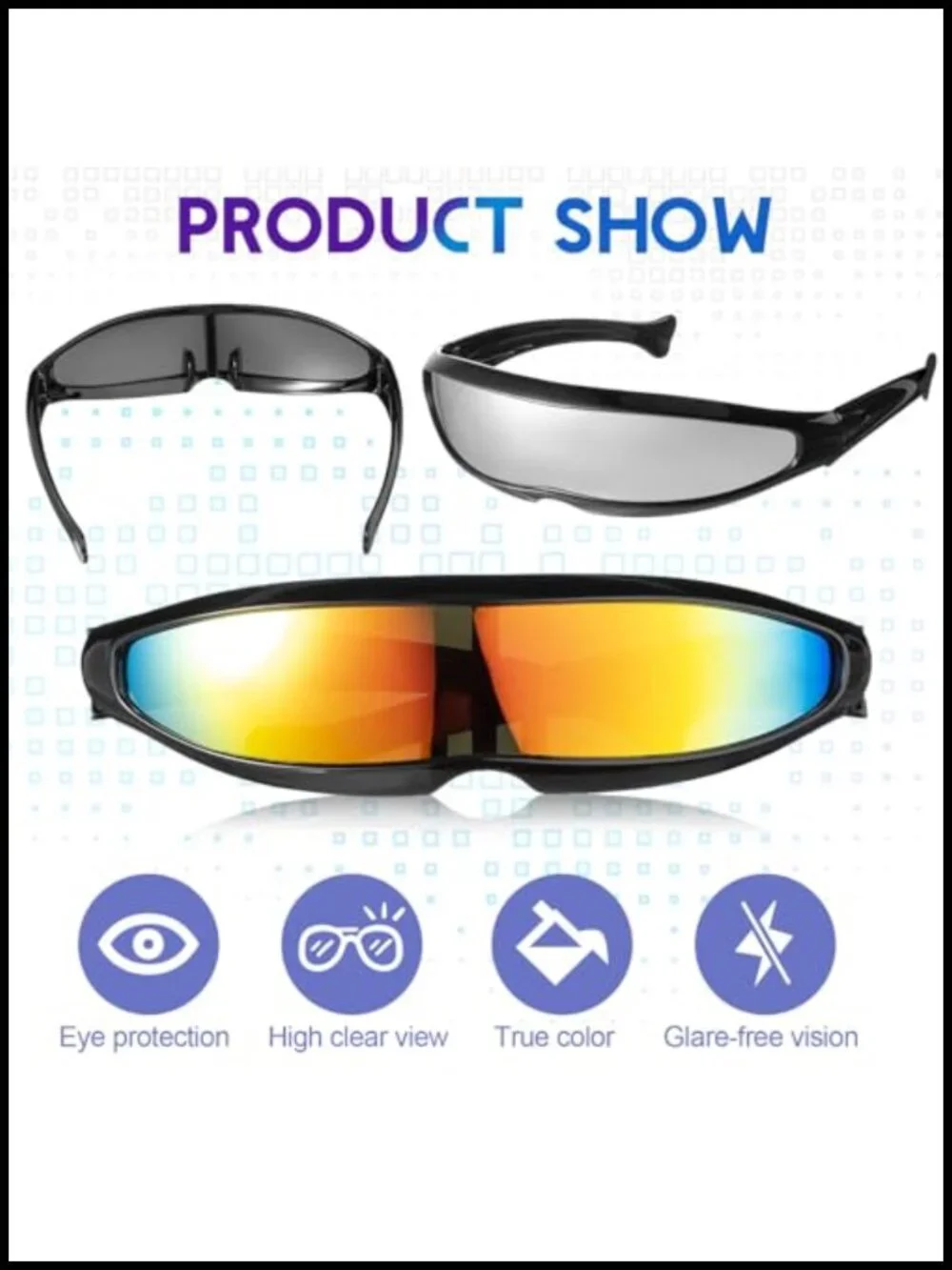 Futuristic Sunglasses 8 Pack Plastic Visor Narrow Space Glasses for Festival